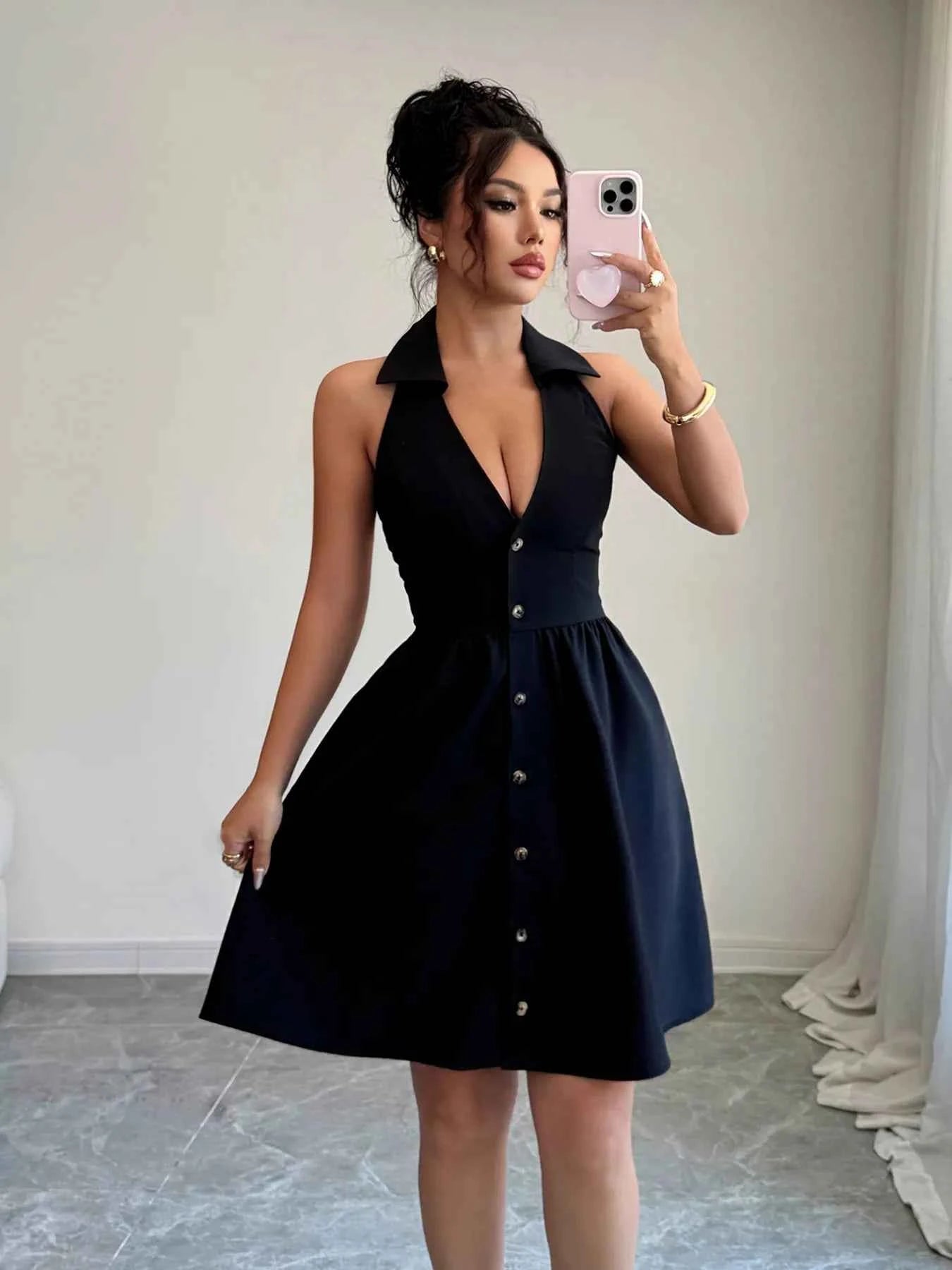 Halter Neck Sleeveless Mini Dress b85ad742-faae-4b48-aff8-1c17b5729c59-Max-Origin