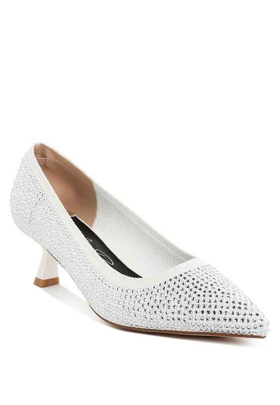 Vimto Breathable Flyknit Rhinestone Pumps White b88a6a15-70c0-44a0-a739-f52a09bdcf71