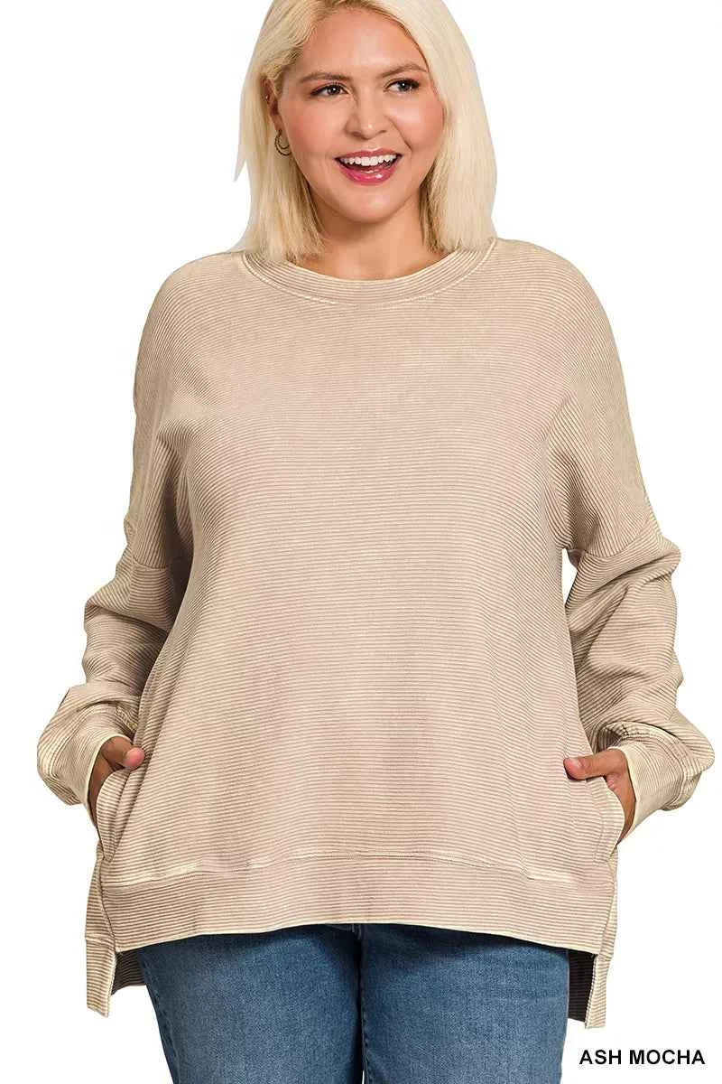 Zenana Full Size Acid Washed Double Ribbed Hi-low Sweatshirt Plus Size b88c130f-fb5e-4528-ab1b-12381e183f24-Max-Origin