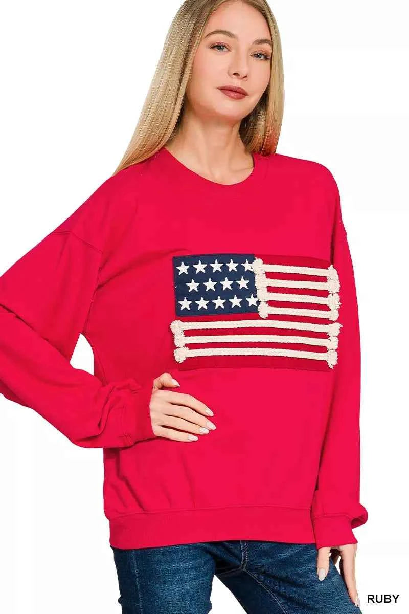 Zenana French Terry American Flag Pullover b8948d205ec24624946946ea202d0cdd-Max-Origin
