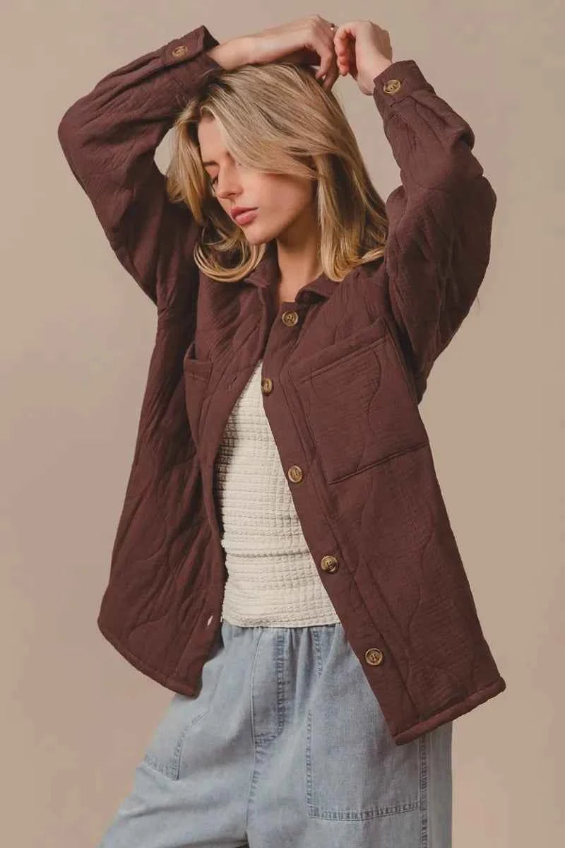 BiBi Quilted Wrinkle Gauze Long Sleeve Shacket MOCHA b89eb6466c634a308c85c771c73d4847-Max-Origin