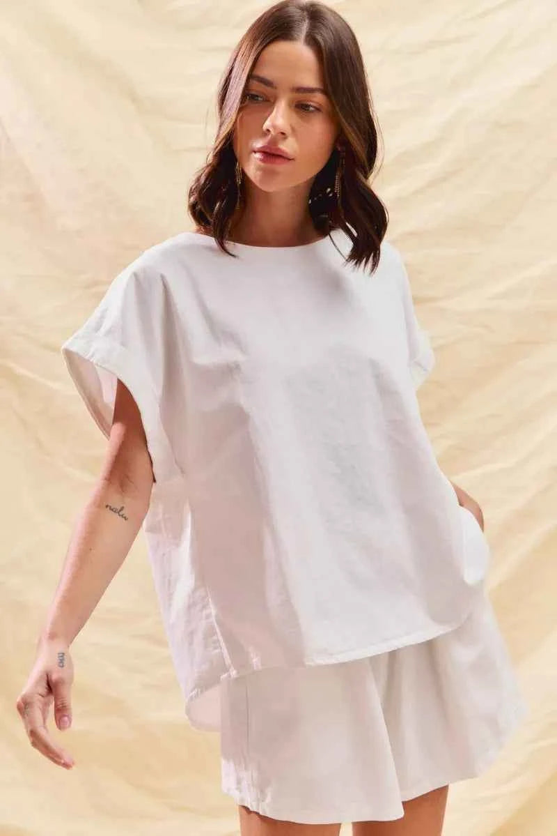 SO ME Round Neck Short Sleeve Top and Shorts Set b8a255b9-2194-4844-804b-ba8118185bc3-Max-Origin