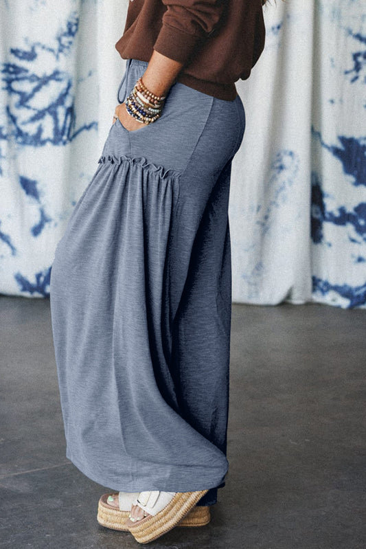 High-rise Frill Detail Wide Leg Loose Pants b8abd112d052b434