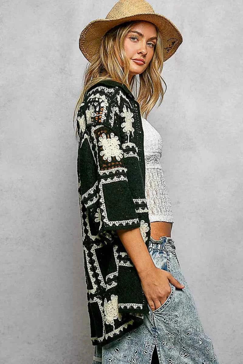 POL Button Down Openwork Floral Crochet Shirt with Granny Square Pattern b8bddb91-194f-47f9-8674-b7b98c8eafc4-Max-Origin