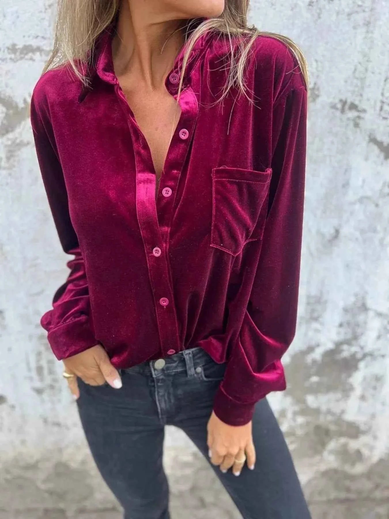 Full Size Velvet Button-Up Long Sleeve Shirt Plus Size b8cd7e0d6fbf4930bdbd5dc095320ce0-Max-Origin