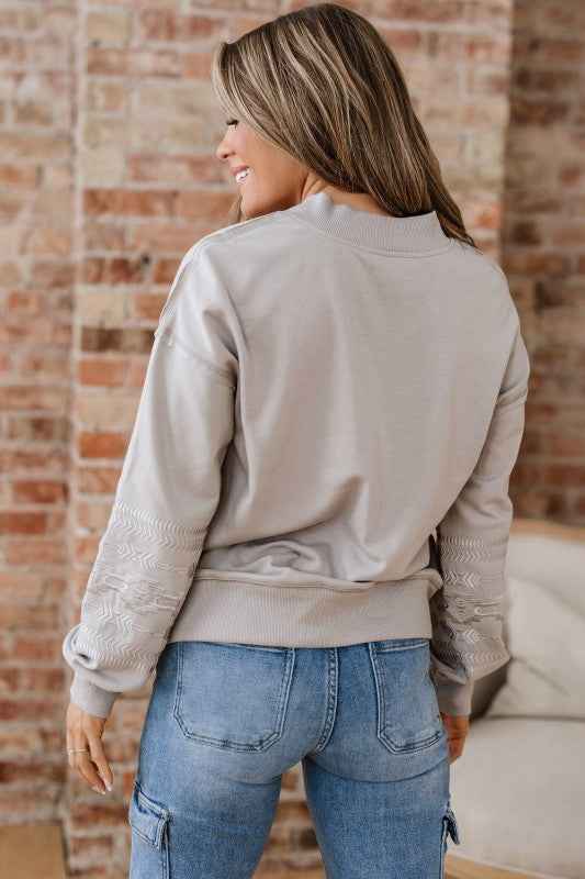 Western Aztec Embroidered Sleeve V-Neck Sweatshirt b8d7ef6f-ea02-4fe4-b587-b3d012b99d19