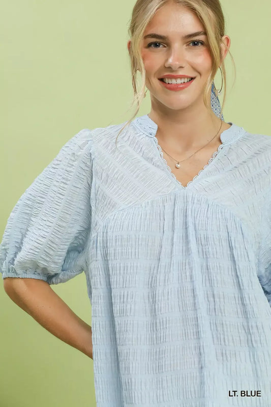 Textured Puff Sleeve Blouse b8d90536-e2dc-4669-9496-ba63cec8787a-Max-Origin