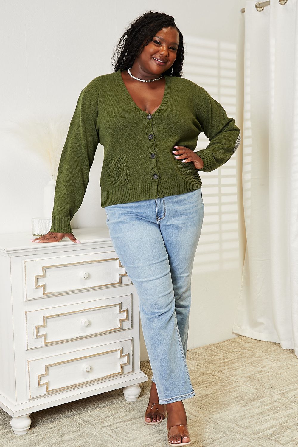 Heimish Full Size Long Sleeve V Neck Button Down Cardigan b8db24d2b491476988c1d7d7e87cd256-Max