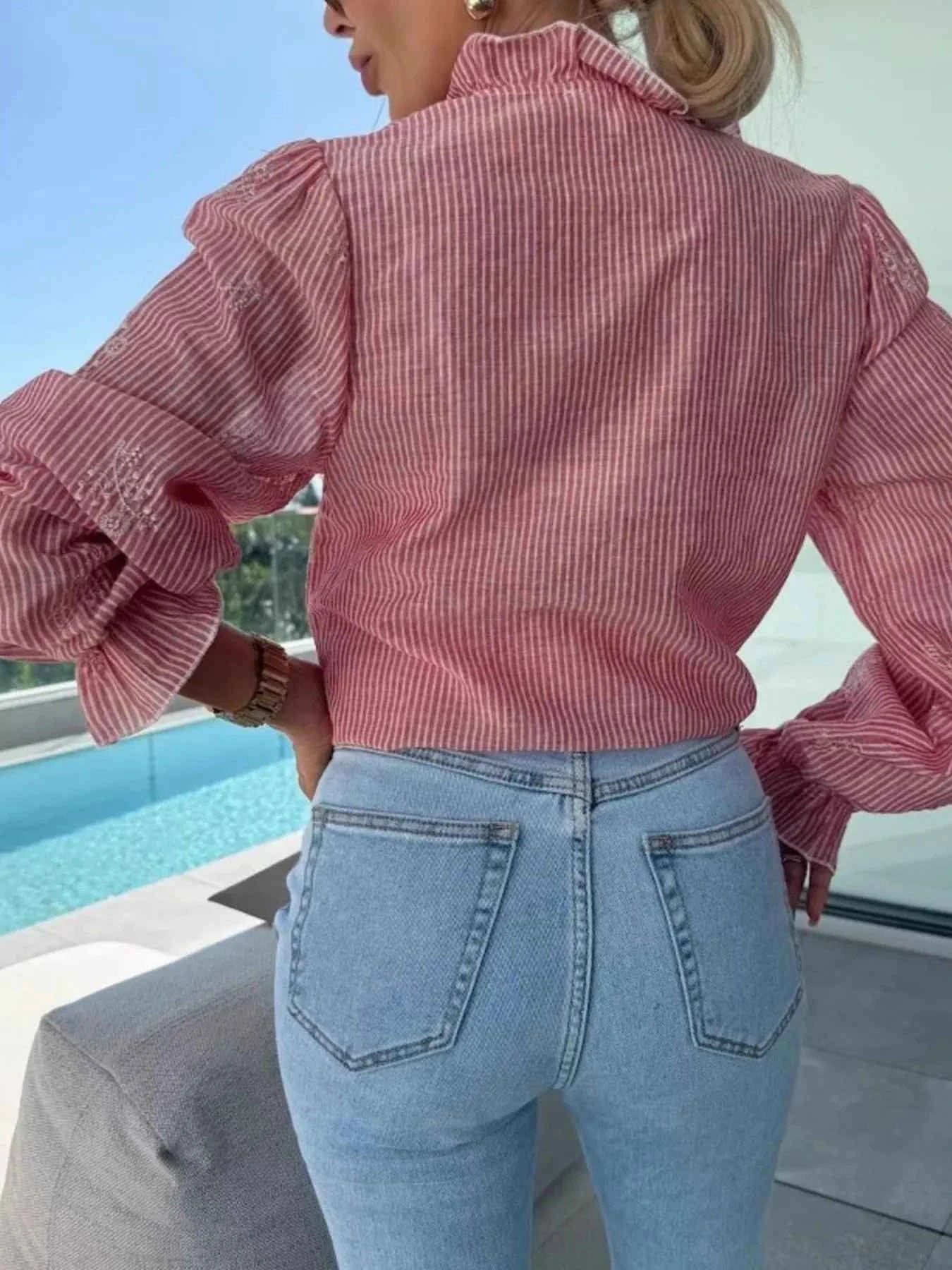 Button Up Flounce Sleeve Shirt b8dc9392-858b-45a0-8f20-1a04dadb5987-Max-Origin