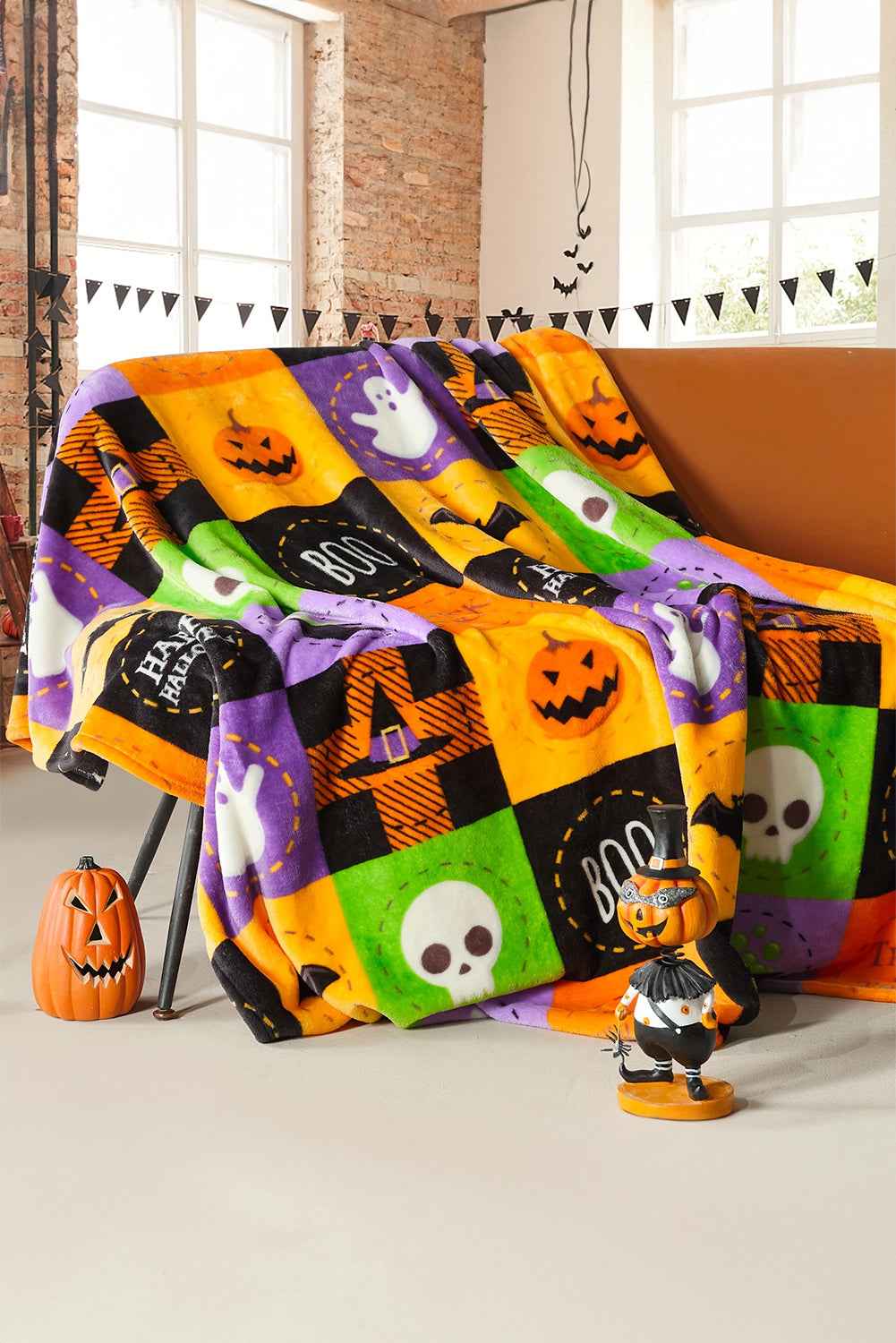 Purple Plaid Print Fleece Halloween Blanket b8e6e5db80ff0a2b