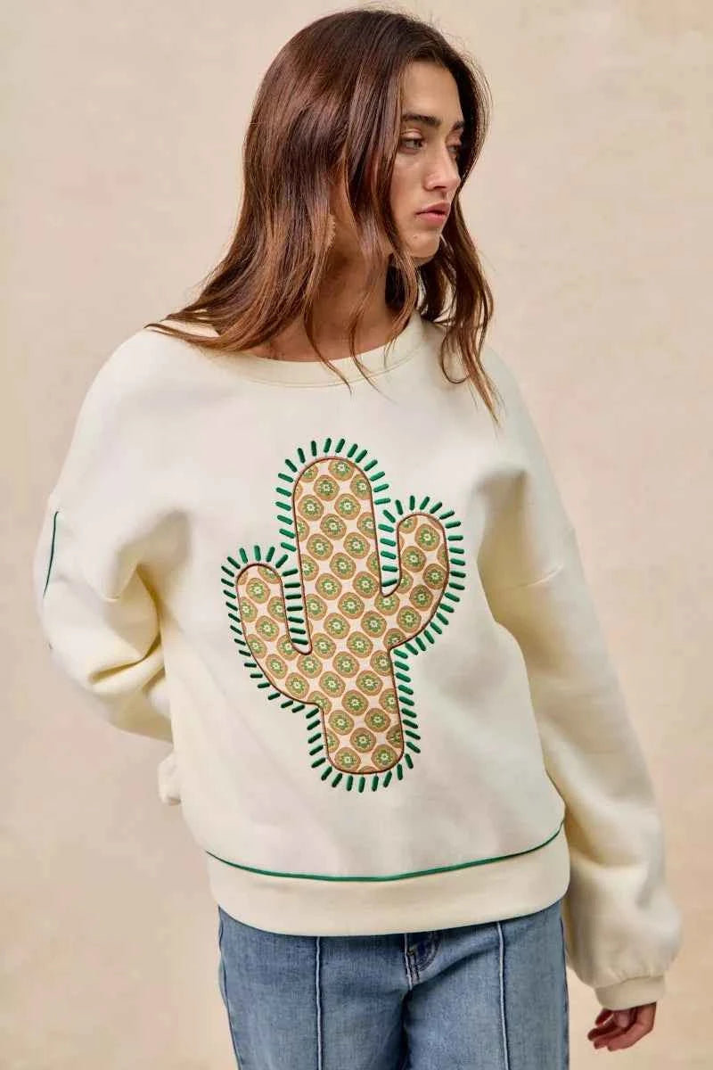 BiBi Cactus Embroidered Fleece Sweatshirt b8e8fd529e6e4fcbad5074527a16b296-Max-Origin