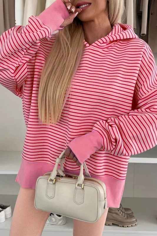 Stripe Thumbhole Drop Shoulder Sleeve Hoodie b8ec8d29-d9bb-4de3-b2b6-e16a8752d2f7