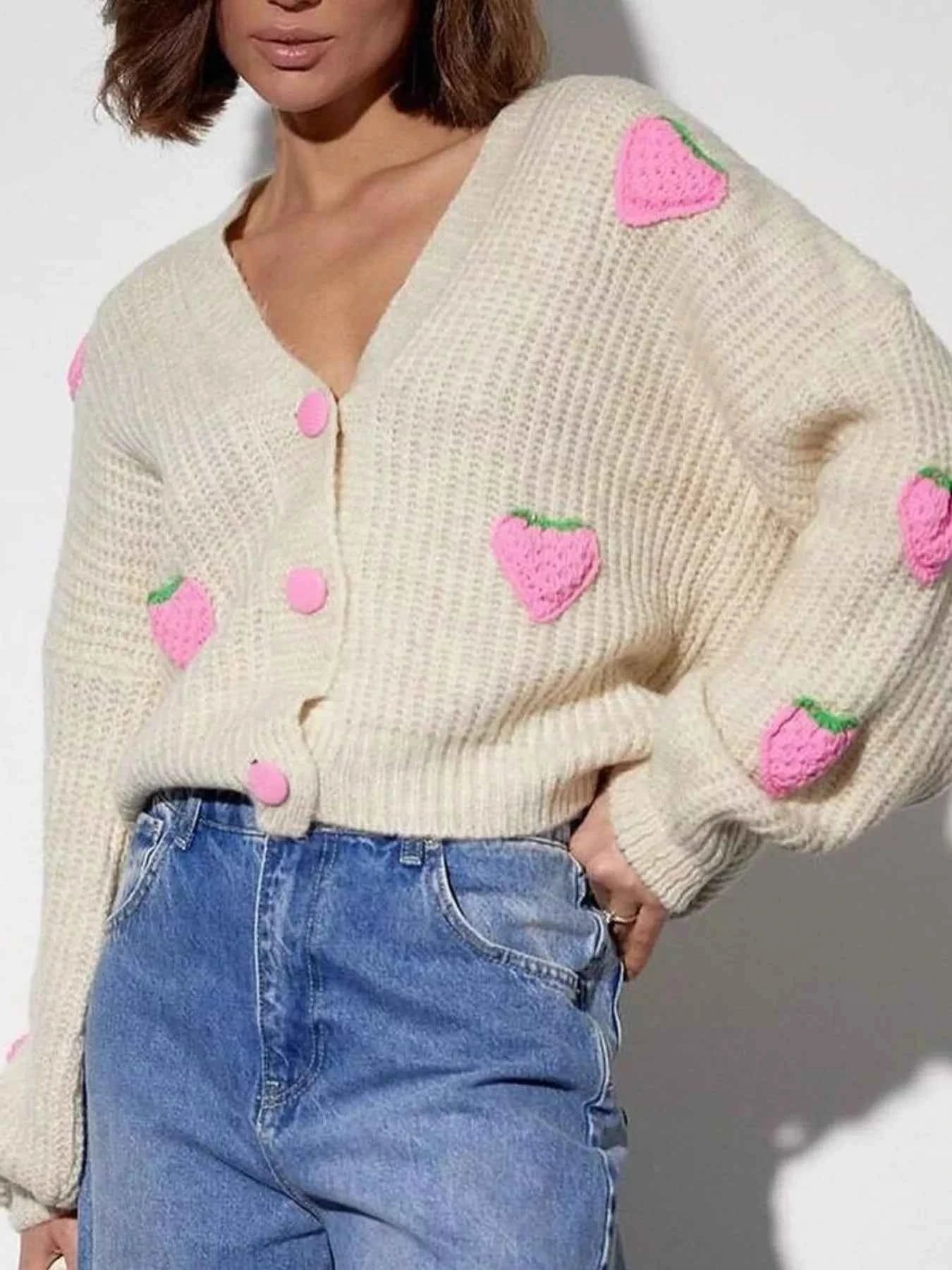Strawberry Button Down Cardigan Beige b8f1f43b-75a0-4983-836f-93d77f335092-Max-Origin