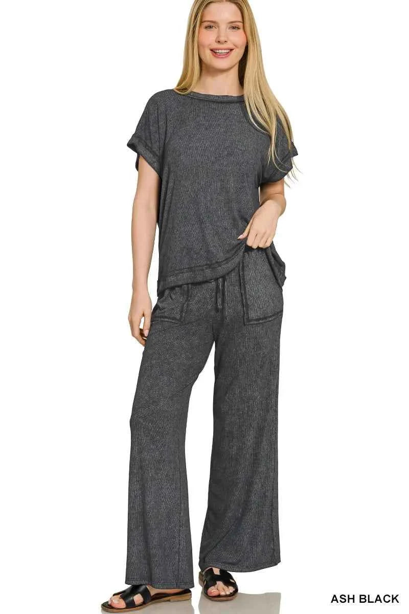 Ribbed Acid Wash Rayon Top & Pants Set ASH BLACK b8f95738fc9c4cf6bf7ef0ef8fe6bfa4-Max-Origin