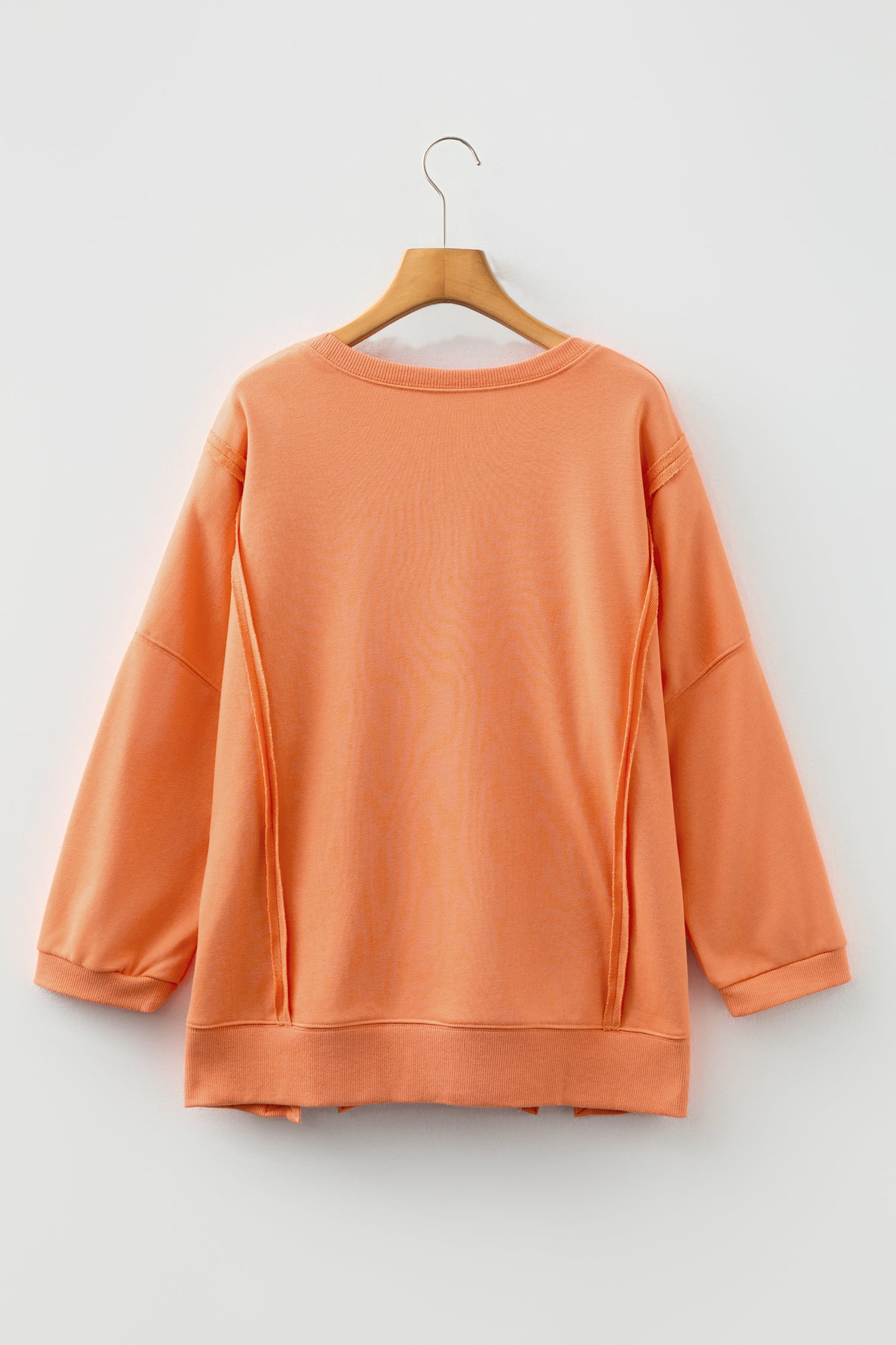 Pink Floral Bow Patched Exposed Seam Patchwork Slit Baggy Sweatshirt b8fafc982a634b67