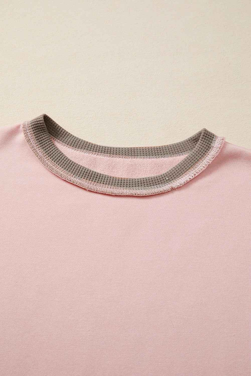Smoke Green Colorblock Waffle Patchwork Oversize Sweatshirt b8fb5e95f953fd22