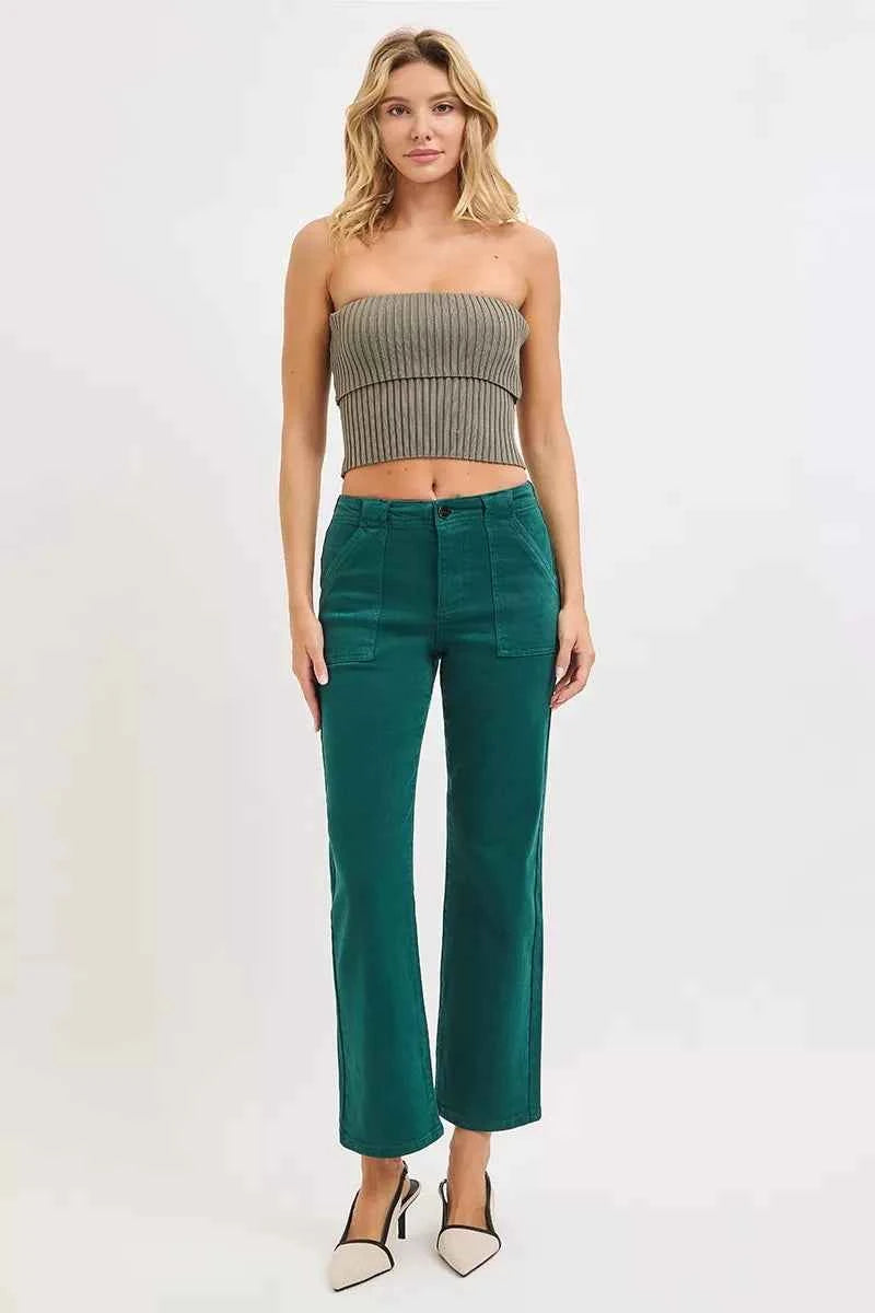 RISEN High Rise Ankle Flare Patch Pocket Jeans b8fd781f-04b6-43a4-8478-4d72c3cebb84-Max-Origin
