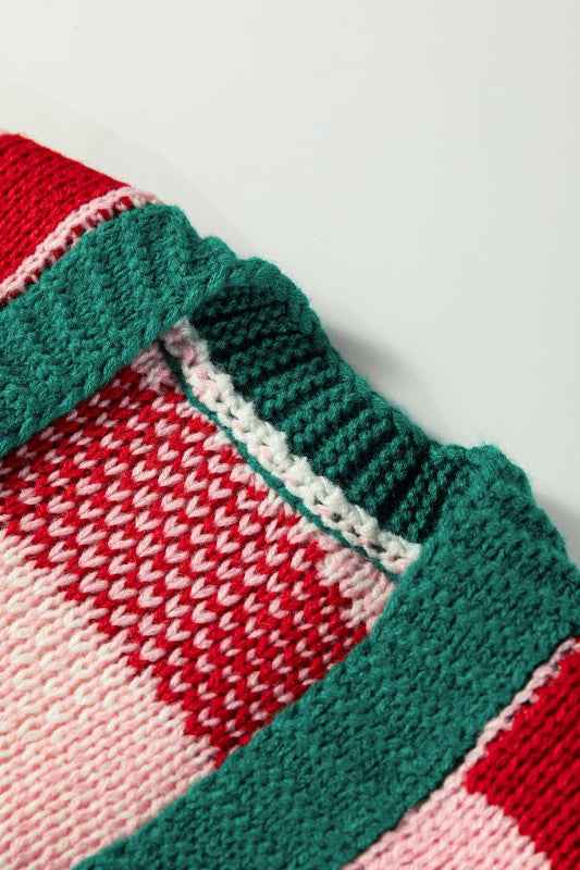 Plaid Bow Open Front Sweater Knit Cardigan b908513d-b4b9-4a3b-8cfa-cca6f4fc7ffb