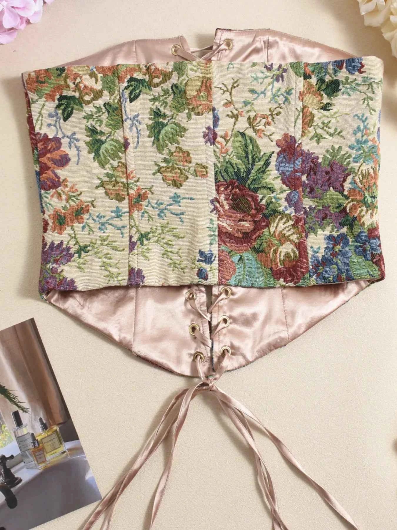 Floral Print Lace Up Tube Top b90d30c8543f4667b093cbc5c5ea2725-Max-Origin