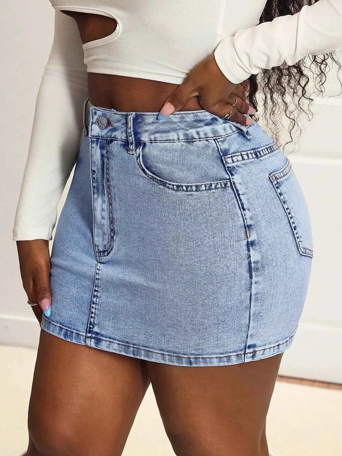 High Waist Mini Denim Skirt b91460a08edd43a99f33f4577f353c0d-Max-Origin