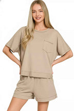Zenana Exposed Seam Boxy Top & Shorts Set ASH MOCHA b924597e-ebd8-407e-a0b9-57a9df20caa1-Max-Origin