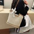 Woven Straw Tote Bag with Bow Detail Beige onesize b92beb27de1f475d87157f50c01714ef-Max-Origin
