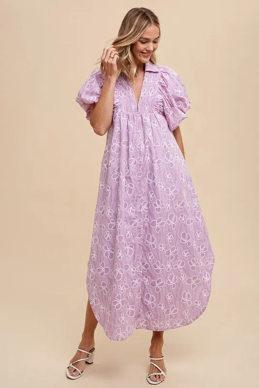 Annie Wear Floral Smock Detail Puff Sleeve Dress b92c1673-26bc-4156-b819-ede72ce17a4e-Max