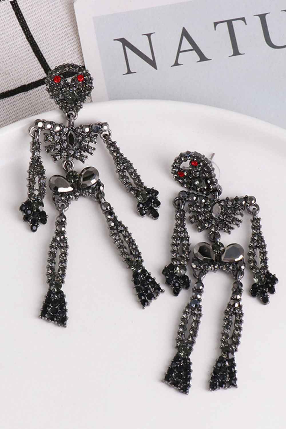 Skeleton Shape Glass Stone Dangle Earrings b93ac1bd914f44448df91b920f4be431-Max