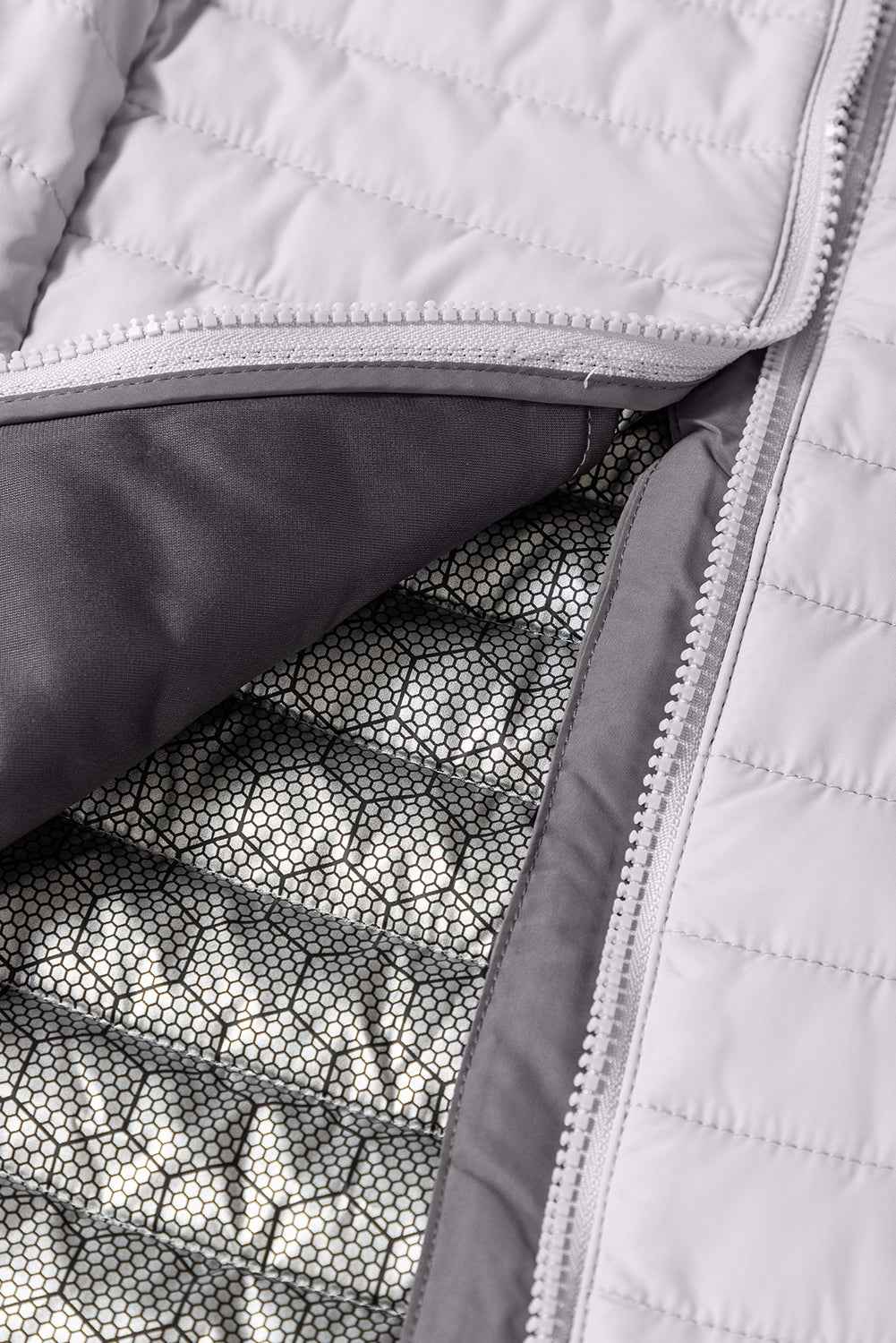Silvery Solid Color Quilted Zip-up Puffer Jacket b940efb7b7cc6c73