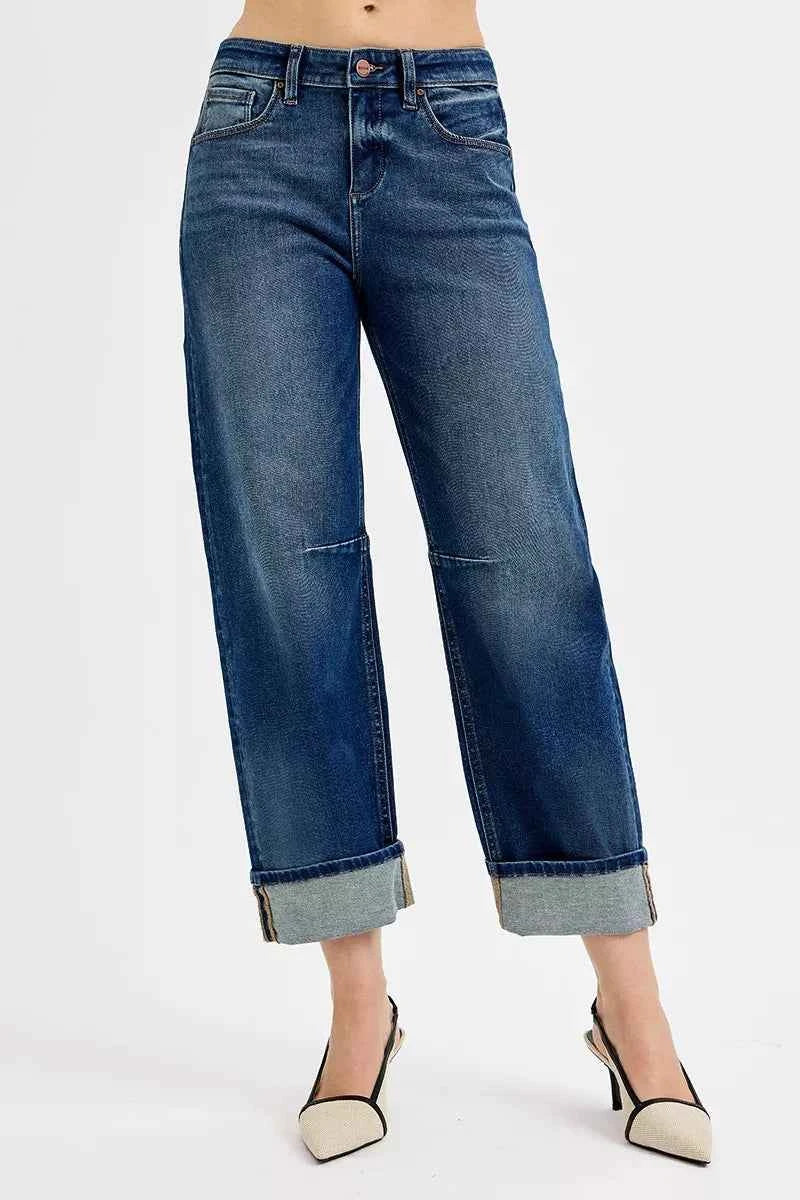 RISEN Slouchy Crop Barrel Cuffed Jeans DARK b949bae0-be91-4b1c-96d8-414ccdaa8008-Max-Origin