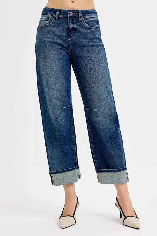 RISEN Slouchy Crop Barrel Cuffed Jeans DARK b949bae0-be91-4b1c-96d8-414ccdaa8008-Max-Origin
