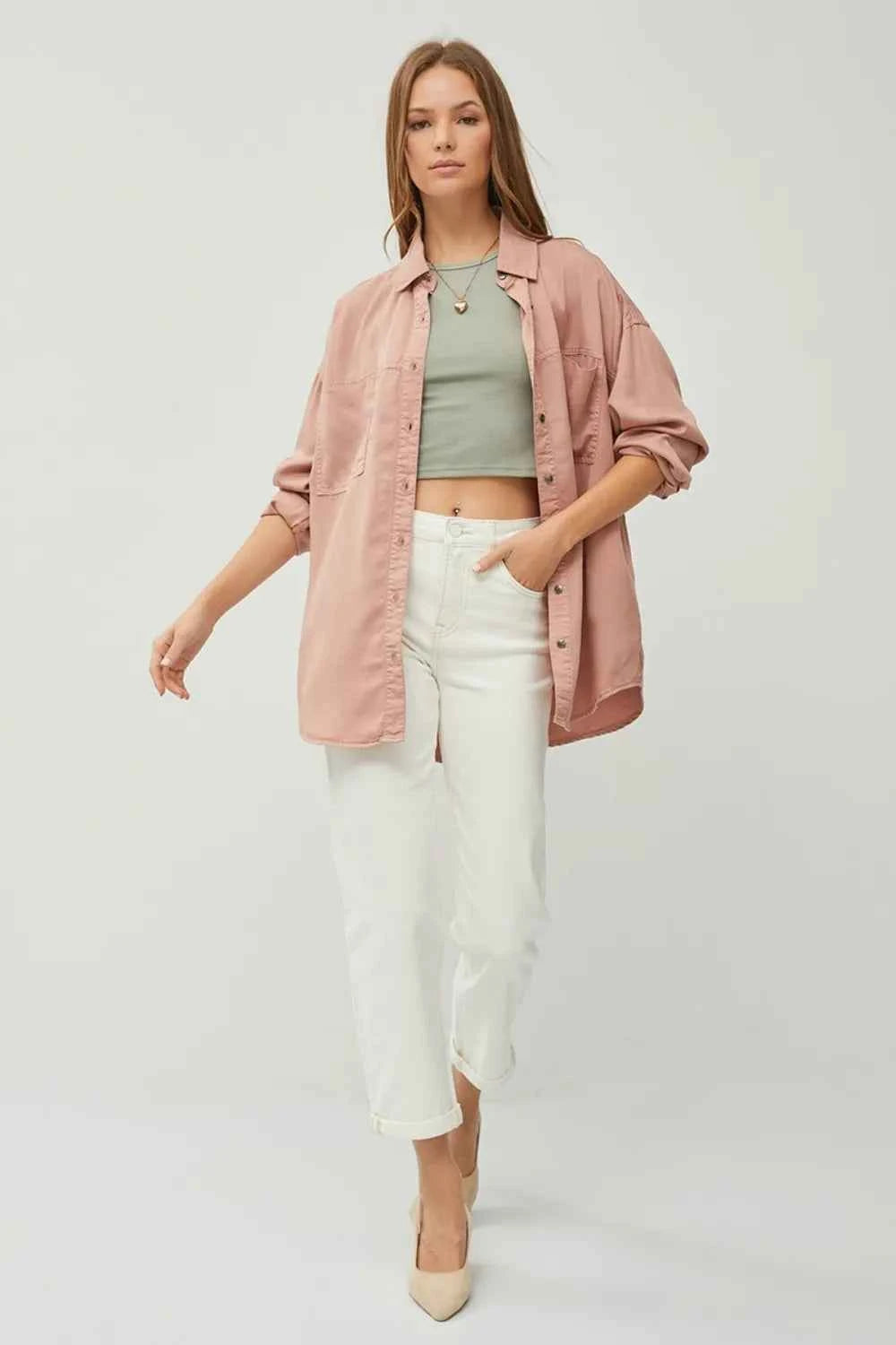 RISEN Full Size Button Up Long Sleeve Denim Shirt b95279a6-9bcc-4ff4-a782-b82755da8ce0-Max