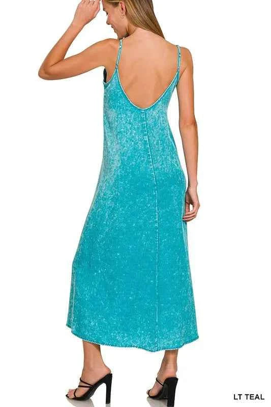 Zenana Tencel Mineral Washed Maxi Dress b953ae48a02643aca2ee5e43fb3eaf85-Max-Origin