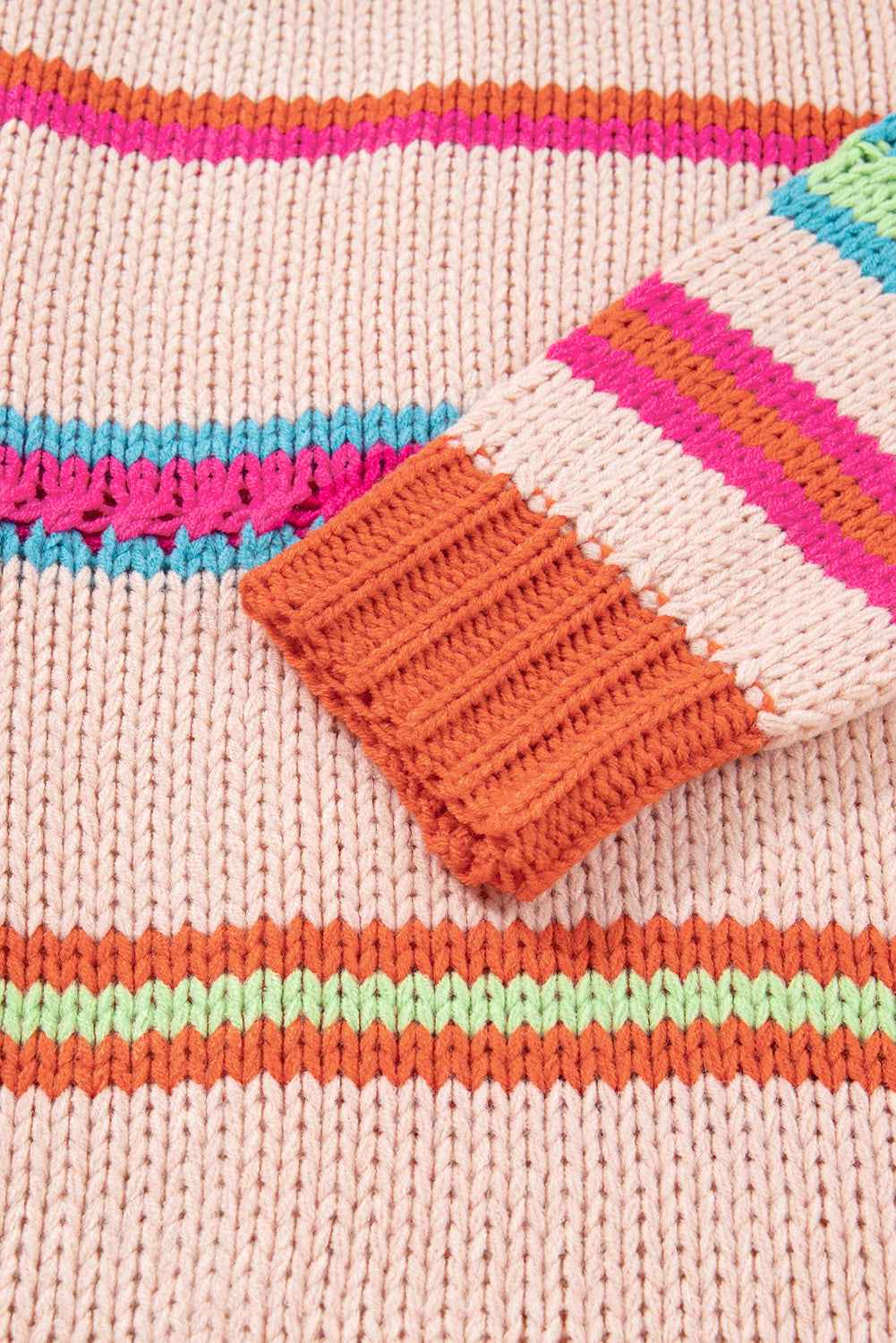 Multicolour Open Front Striped Colorblock Knit Oversize Cardigan b959967eaf00561d