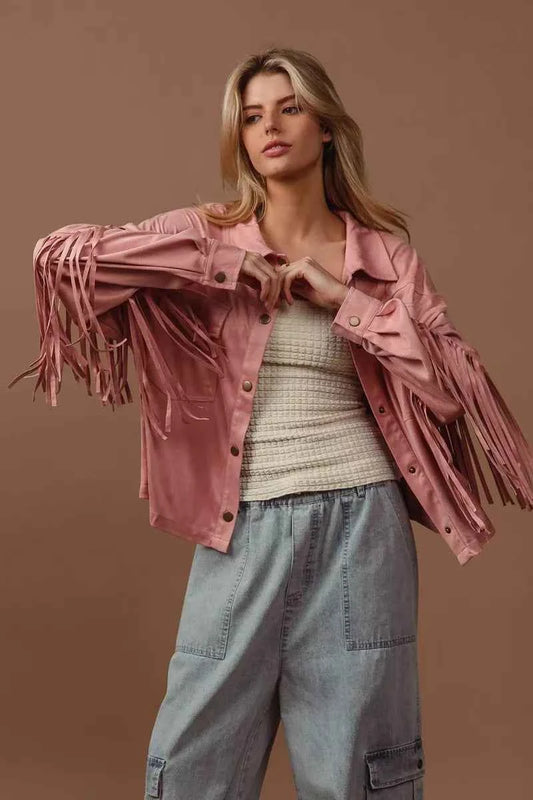 Suede Fringe Long Sleeve Jacket b96916da-6a16-4583-b82f-2bba0881481d-Max-Origin