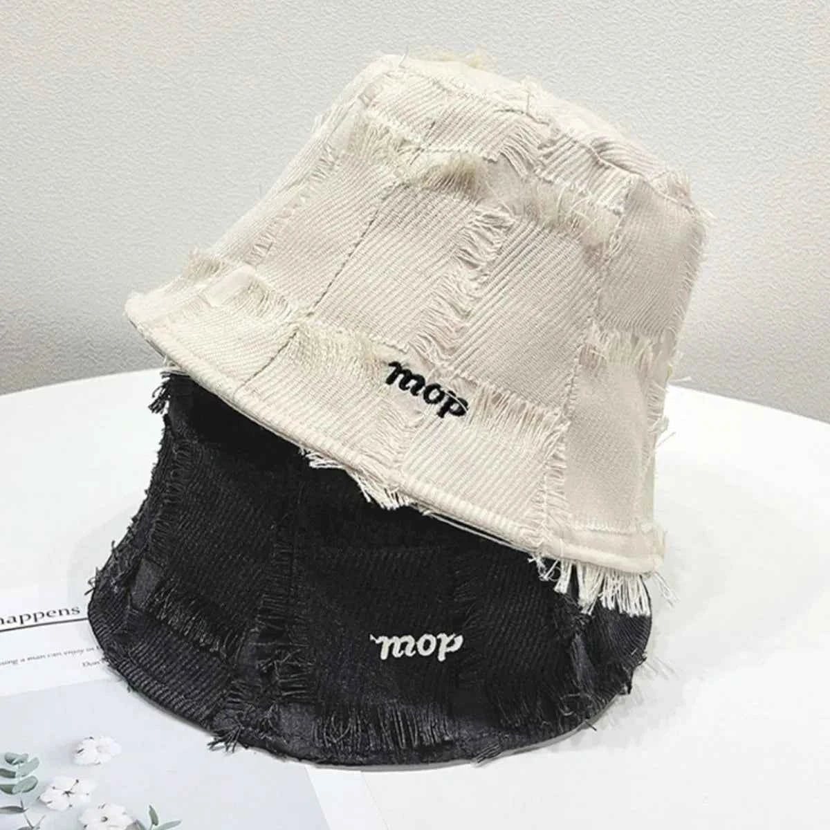 Frayed Edge Bucket Hat Cream One Size b970831e-669a-4227-840b-726de8ec0cfe-Max-Origin