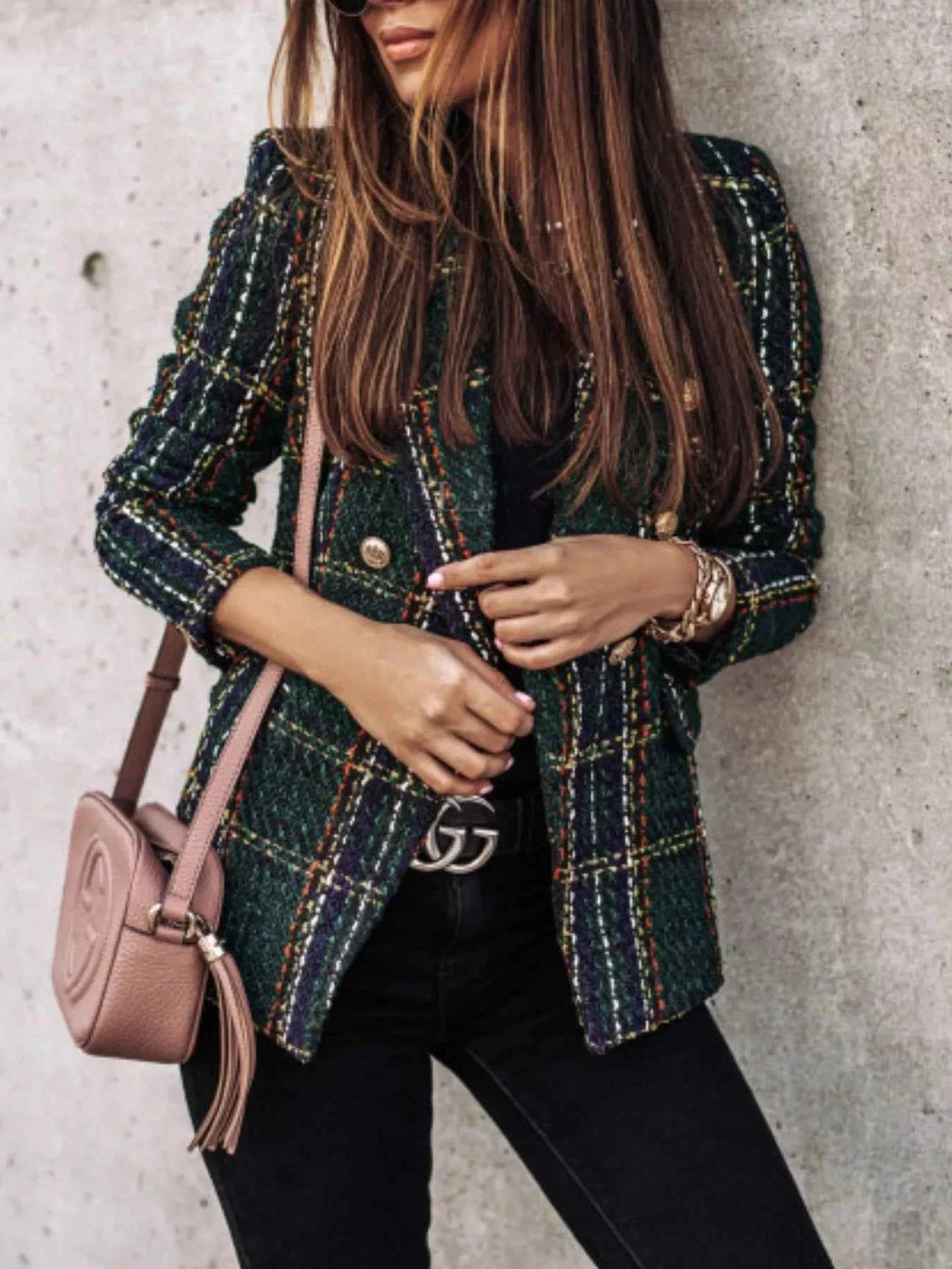 Full Size Plaid Tweed Double-Breasted Blazer Plus Size b974110d-9839-40c7-b6f3-1b1f760d621c-Max-Origin