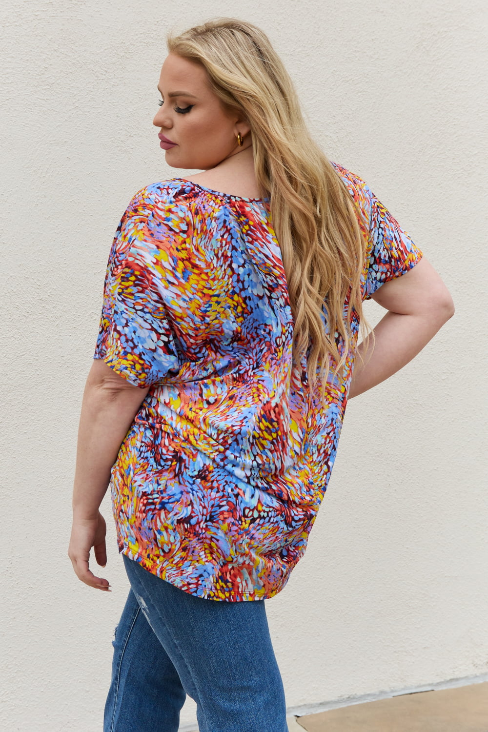 Be Stage Full Size Printed Dolman Flowy Top b989a35c9a1540d19042e1e579c579a8-Max