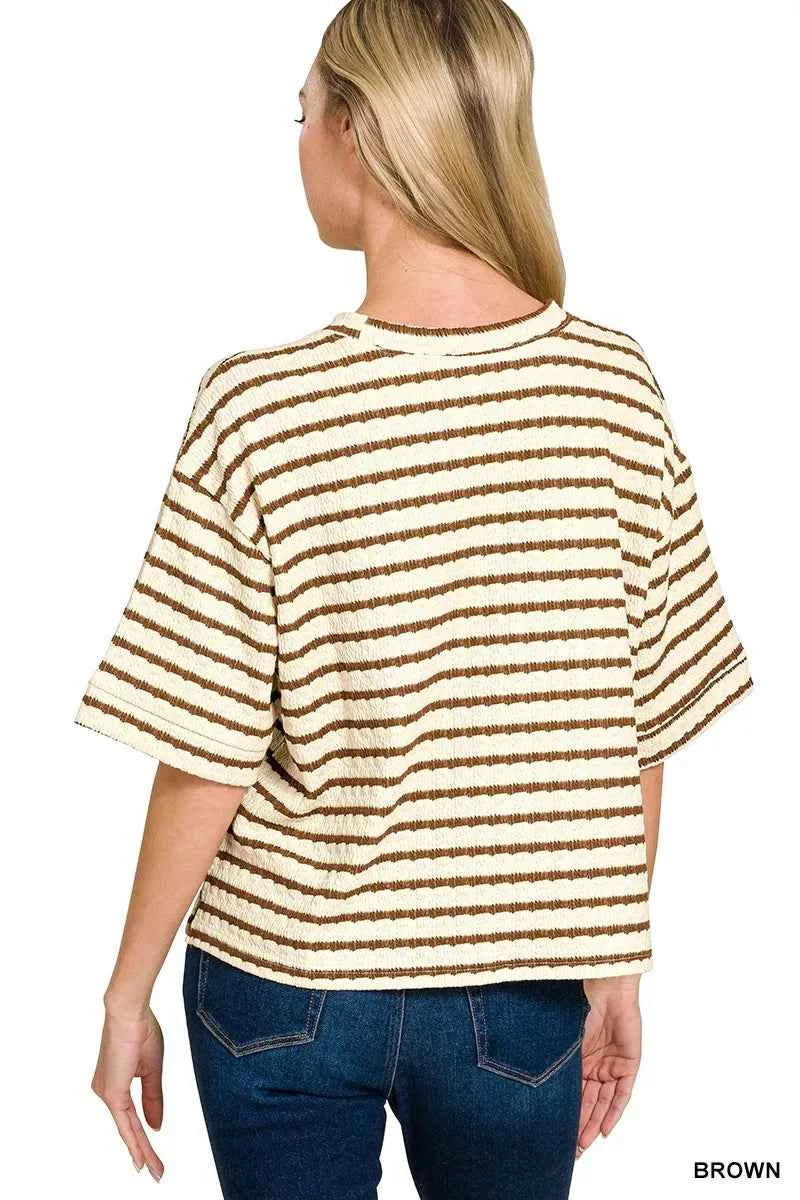 Zenana Striped Short Sleeve Tee & Shorts Set b99d247556e84aa69eb439190f3794e5-Max-Origin