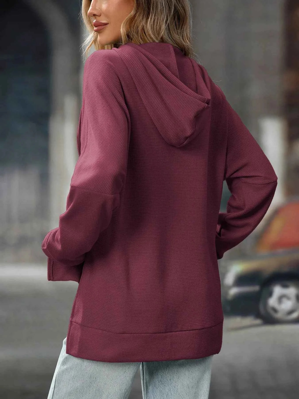 Textured Drawstring Long Sleeve Hoodie b9afb559-c79f-4700-9a49-b02d8db1b076-Max-Origin