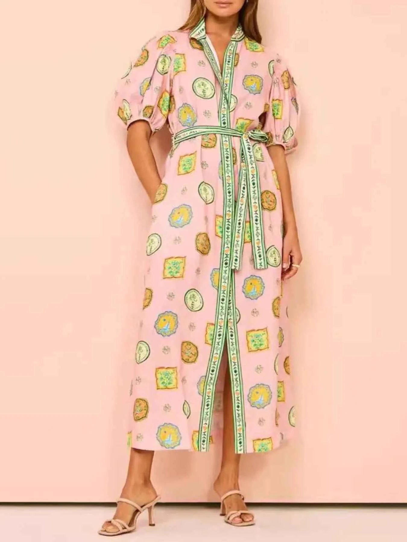 Printed Puff Sleeve Midi Shirt Dress b9b5c8db-8680-4f2a-b7d9-55a802be7a67-Max-Origin