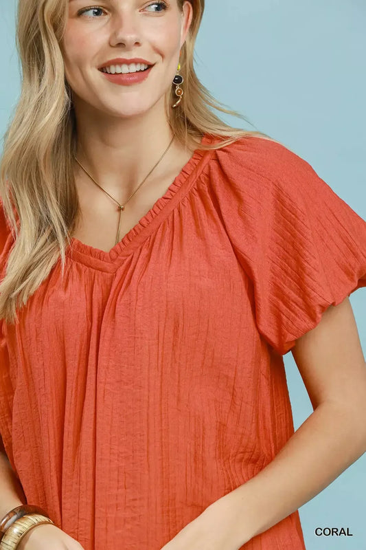Gathered V-Neck Top b9bb4934-ef2a-4e8c-8316-8186a951ec5f-Max-Origin