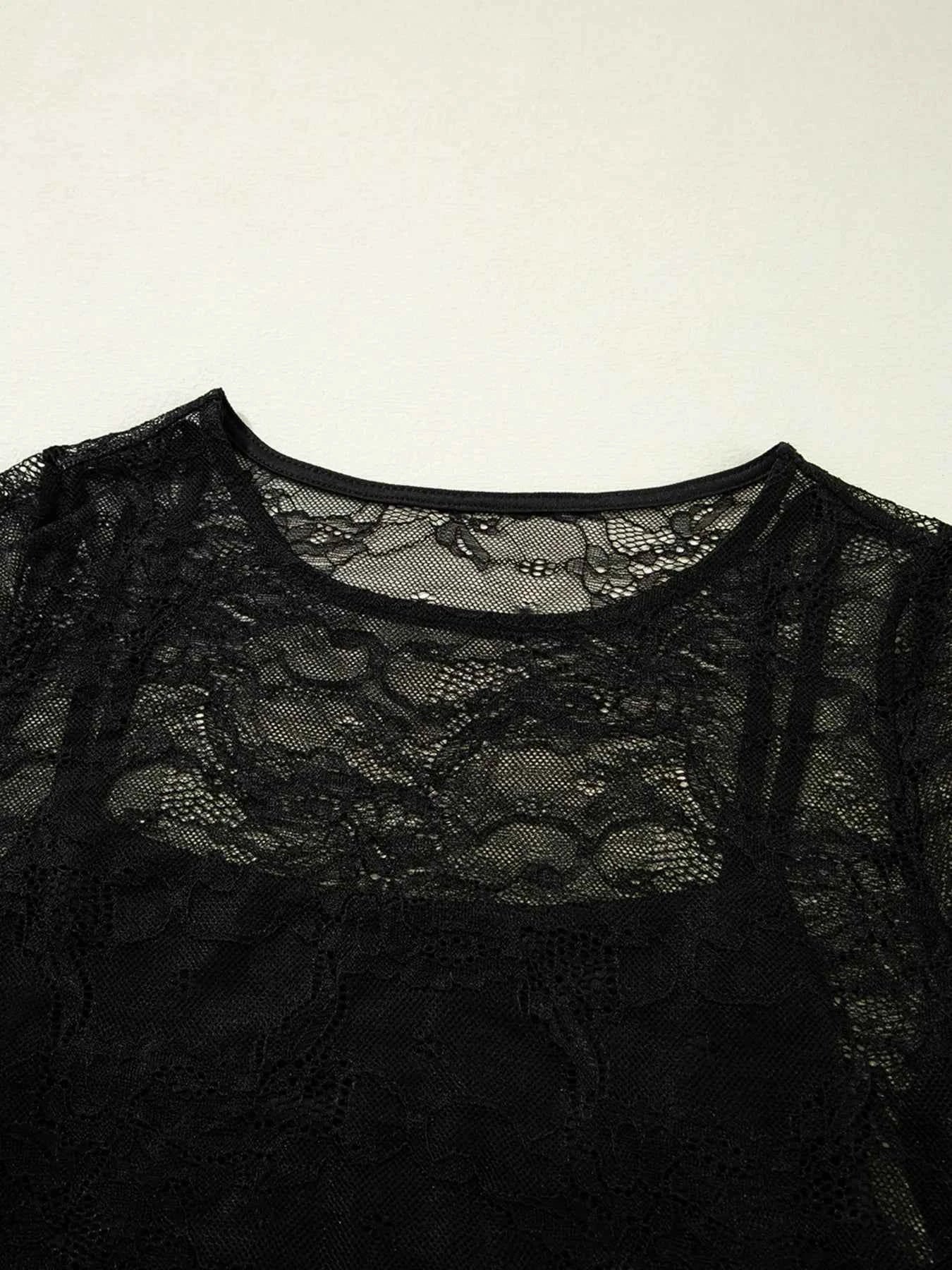 Lace Crochet Mesh Patched Slim Fit Long Sleeve Top b9c3aeda703049d5834a3e8aead3d179-Max-Origin