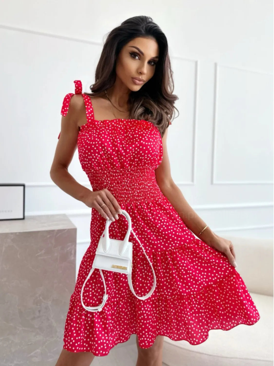 Polka Dot Square Neck Mini Cami Dress b9c5d3a9-c87c-4146-a8c6-af466f4d677d-Max-Origin