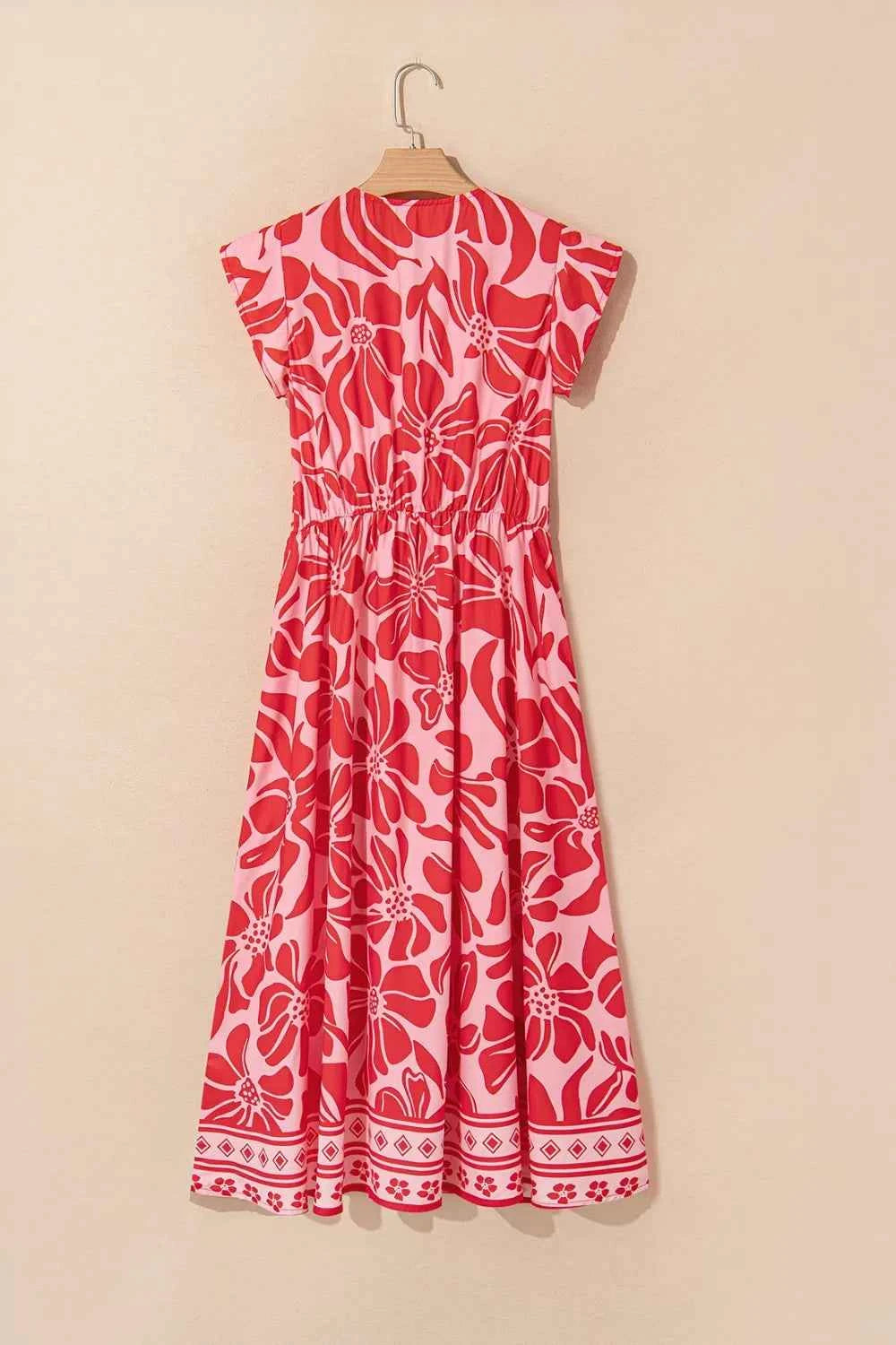 Floral Ruffled V-Neck Midi Dress with Button Front b9d09ef5-e899-4e38-8459-63da179fb31d-Max-Origin