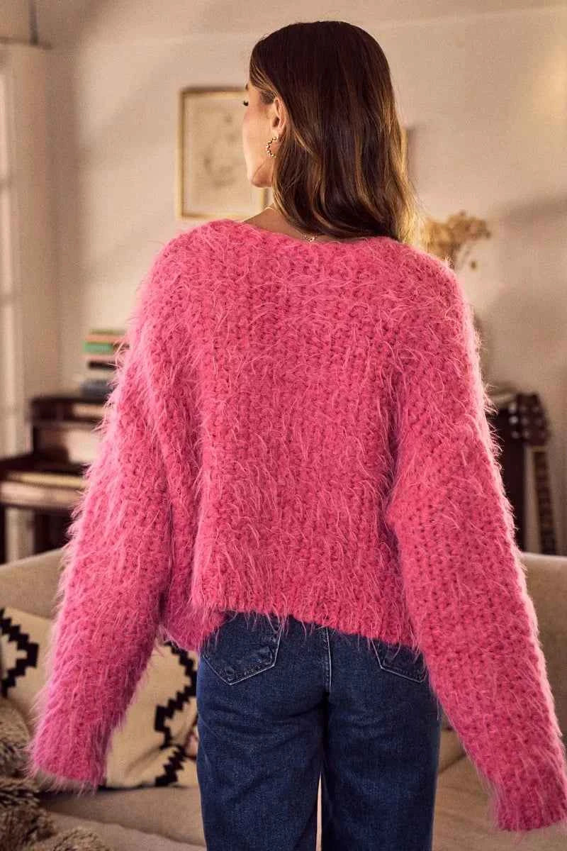 SO ME Soft Touch Hairy Loose Fit Cozy Sweater Cardigan b9d39ed9f61046d0b5a81008df26303b-Max-Origin