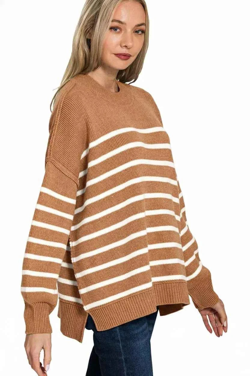 Zenana Exposed Seam Striped Oversized Sweater b9d45b1b-d952-4faa-9f79-9667dcf8f311-Max-Origin
