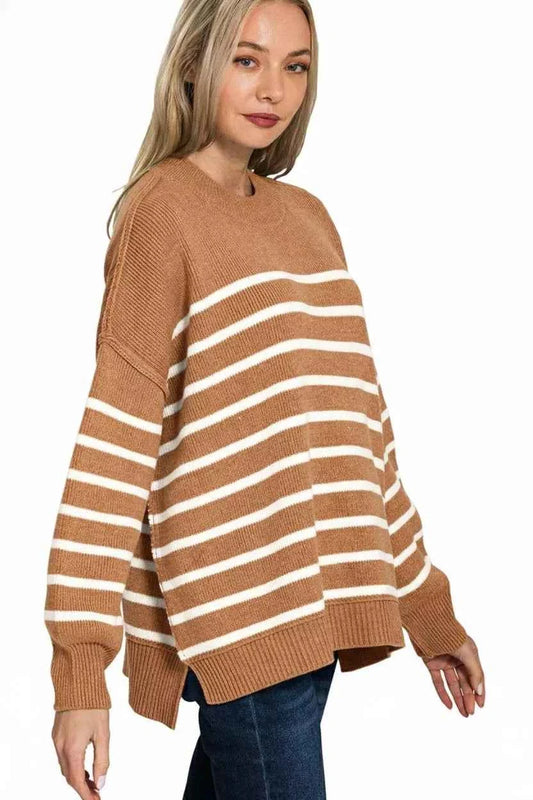 Zenana Exposed Seam Striped Oversized Sweater b9d45b1b-d952-4faa-9f79-9667dcf8f311-Max-Origin