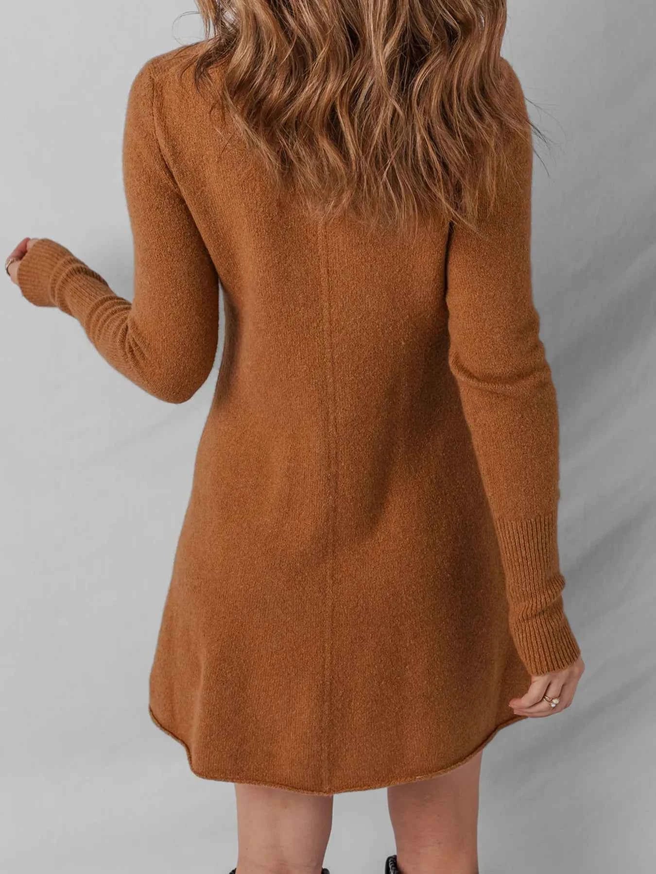 Ribbed Detail Solid Color Mini Sweater Dress b9e9563419a8428db3e29a751170dbf1-Max-Origin