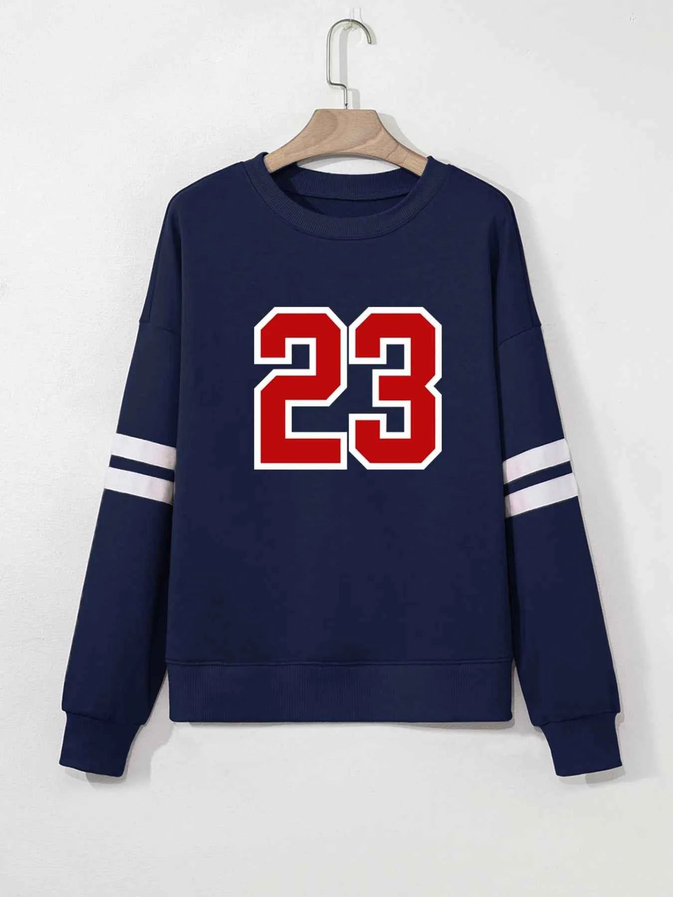 Number 23 Graphic Sweatshirt with Side Stripes b9f7b7de740c4f988d25ed7b6ce28a99-Max-Origin